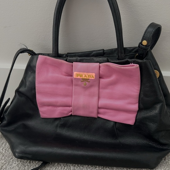 Prada Handbags - Prada Black Satchel with Pink Bow Accent